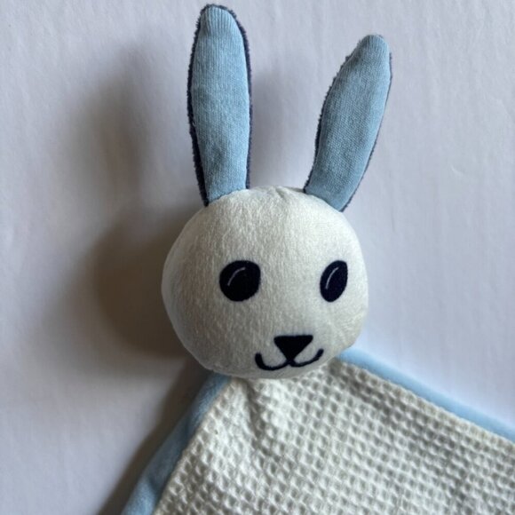 Air France bunny rabbit toy plush baby lovey white blue waffle washcloth 6" - Picture 4 of 4